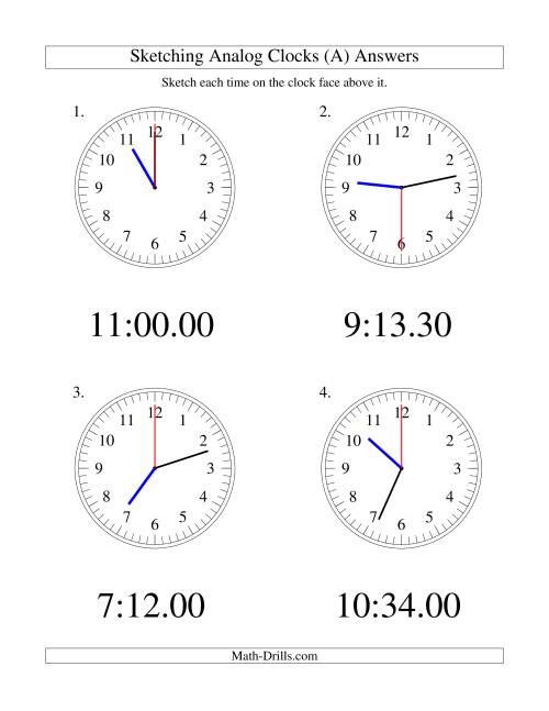 The Sketching Time on Analog Clocks in 30 Second Intervals (Old) Math Worksheet Page 2
