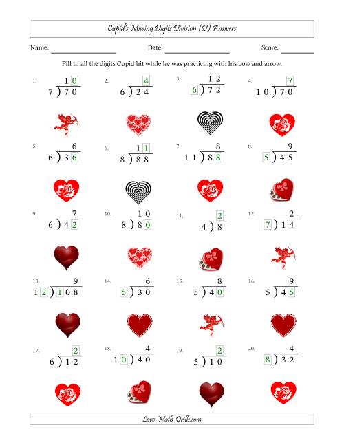 The Cupid's Missing Digits Division (Easier Version) (D) Math Worksheet Page 2