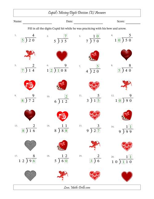 The Cupid's Missing Digits Division (Easier Version) (E) Math Worksheet Page 2