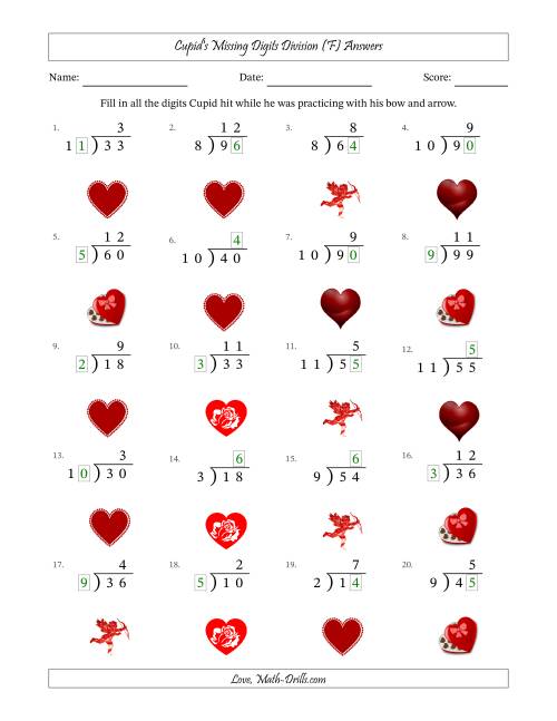 The Cupid's Missing Digits Division (Easier Version) (F) Math Worksheet Page 2
