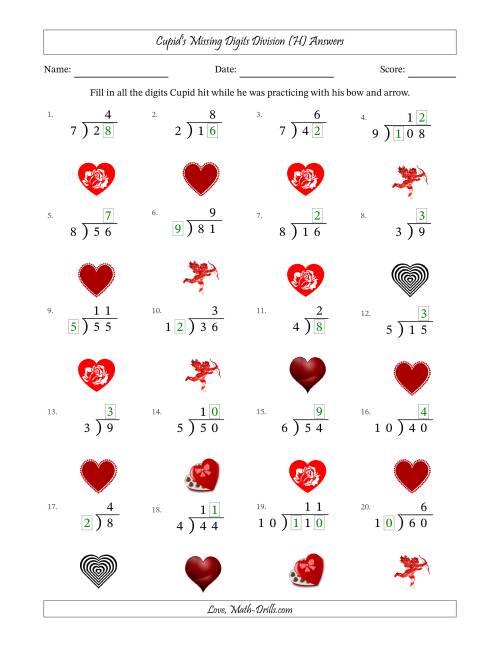 The Cupid's Missing Digits Division (Easier Version) (H) Math Worksheet Page 2
