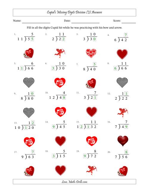 The Cupid's Missing Digits Division (Easier Version) (J) Math Worksheet Page 2