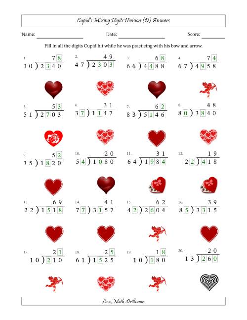 The Cupid's Missing Digits Division (Harder Version) (D) Math Worksheet Page 2