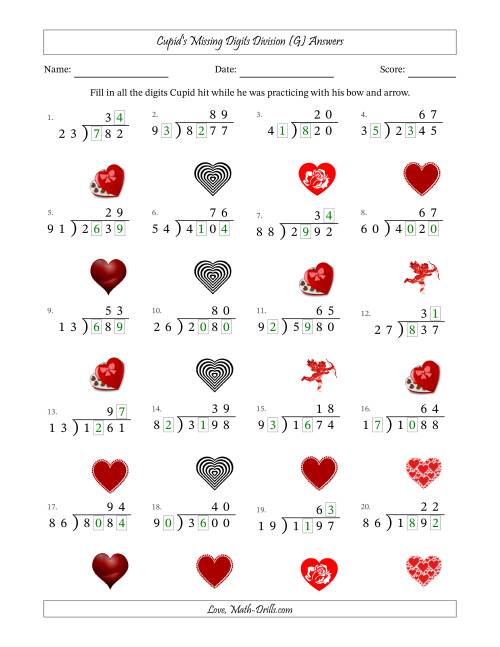 The Cupid's Missing Digits Division (Harder Version) (G) Math Worksheet Page 2