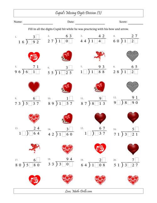 The Cupid's Missing Digits Division (Harder Version) (I) Math Worksheet