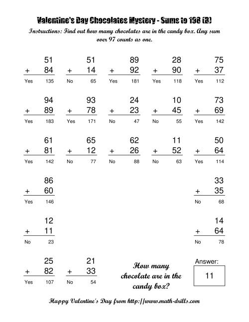 The Chocolates Mystery Two-Digit Plus Two-Digit Addition (B) Math Worksheet Page 2