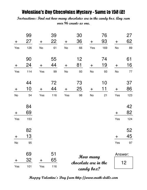 The Chocolates Mystery Two-Digit Plus Two-Digit Addition (D) Math Worksheet Page 2