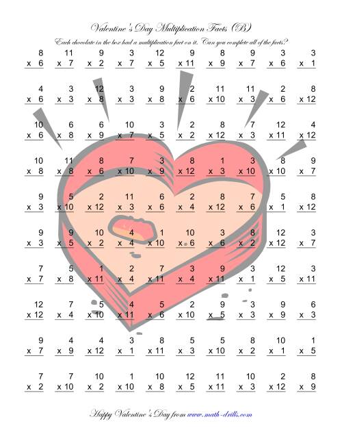 The Multiplication Facts to 144 (B) Math Worksheet