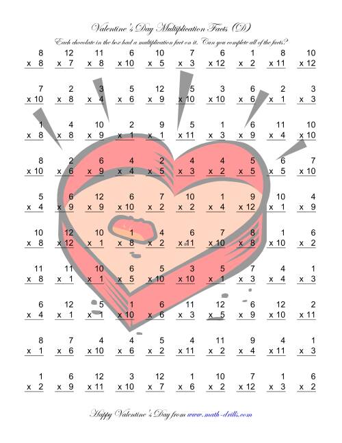 The Multiplication Facts to 144 (D) Math Worksheet