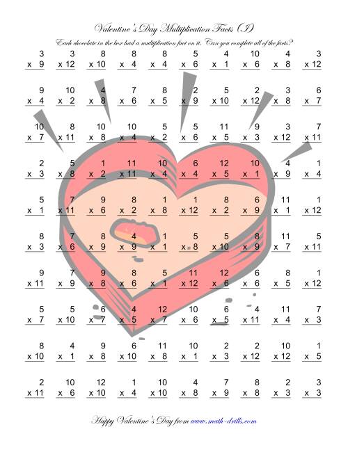The Multiplication Facts to 144 (I) Math Worksheet
