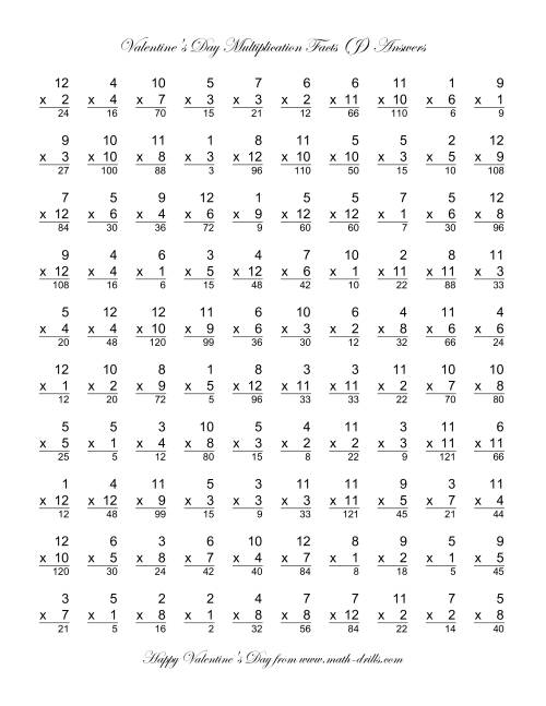 The Multiplication Facts to 144 (J) Math Worksheet Page 2