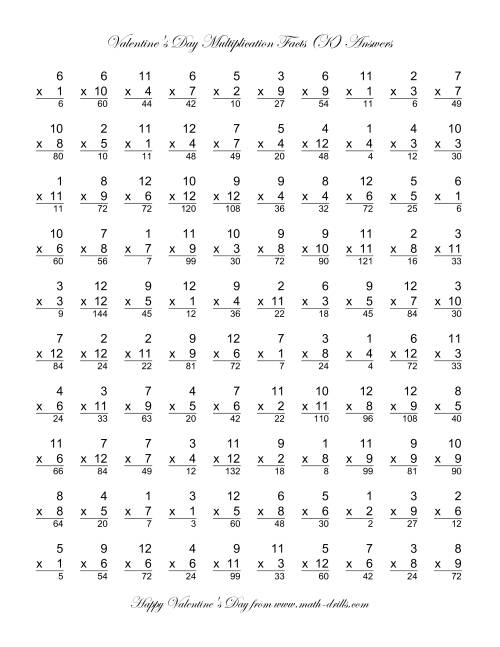 The Multiplication Facts to 144 (K) Math Worksheet Page 2