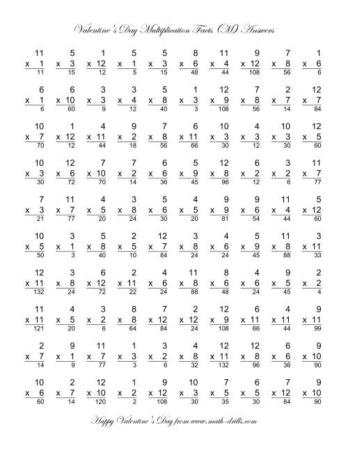 The Multiplication Facts to 144 (M) Math Worksheet Page 2