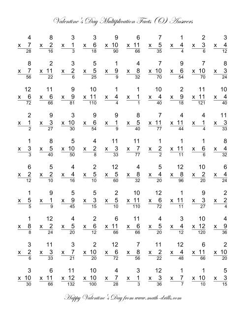The Multiplication Facts to 144 (O) Math Worksheet Page 2