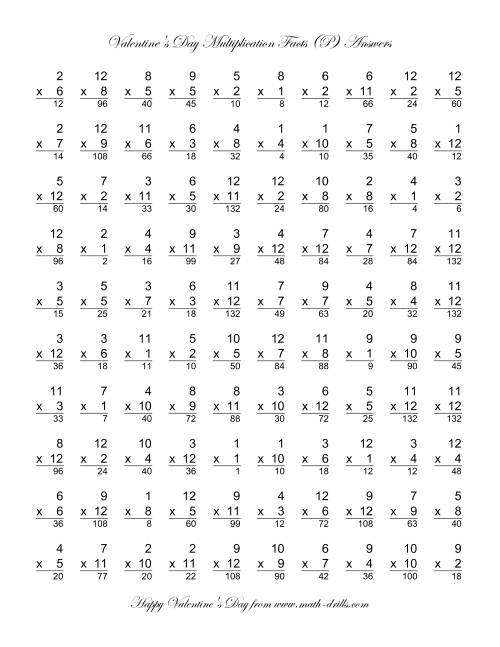 The Multiplication Facts to 144 (P) Math Worksheet Page 2