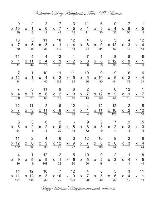 The Multiplication Facts to 144 (T) Math Worksheet Page 2