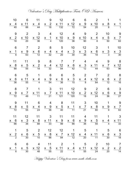The Multiplication Facts to 144 (U) Math Worksheet Page 2