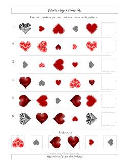 Valentines Day Picture Patterns with Shape, Size and Rotation Attributes