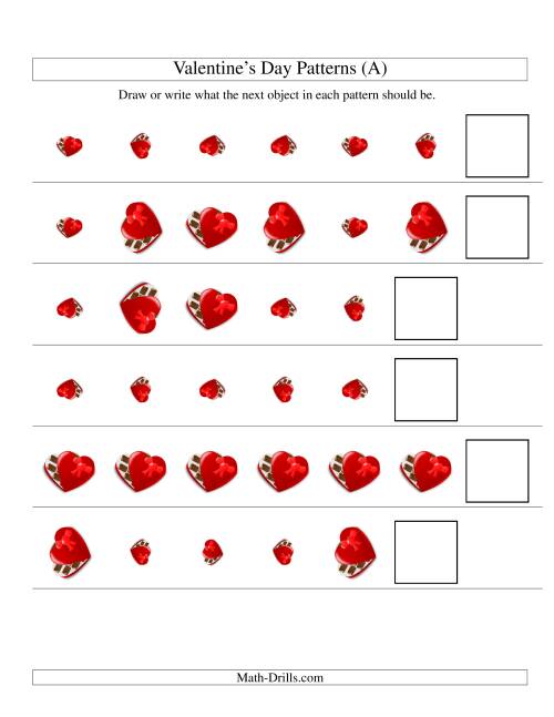 The Two-Attribute Patterns (Size and Rotation) Featuring Chocolates (A) Math Worksheet