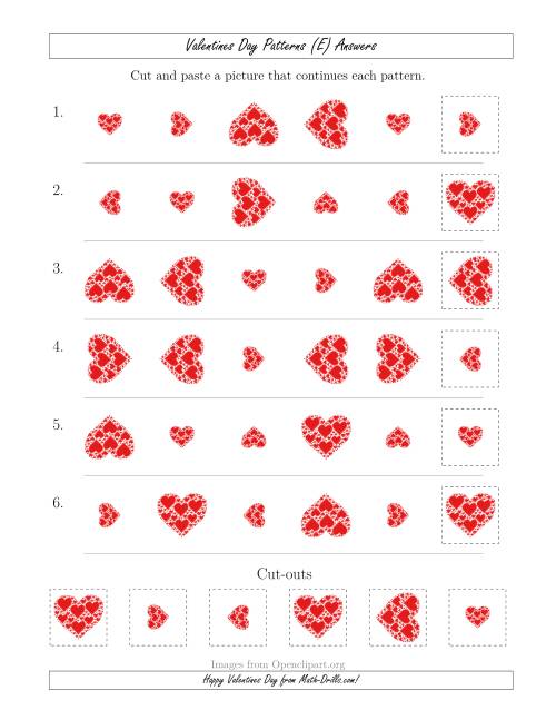 The Valentines Day Picture Patterns with Size and Rotation Attributes (E) Math Worksheet Page 2