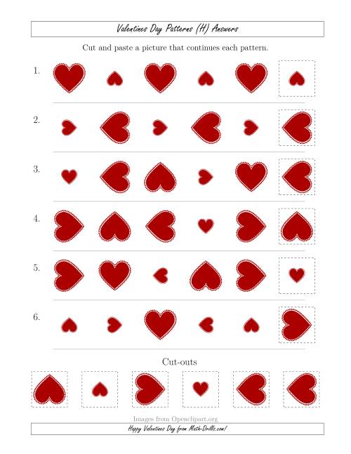 The Valentines Day Picture Patterns with Size and Rotation Attributes (H) Math Worksheet Page 2