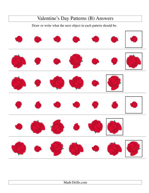 The Two-Attribute Patterns (Size and Rotation) Featuring Roses (B) Math Worksheet Page 2