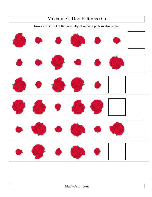 The Two-Attribute Patterns (Size and Rotation) Featuring Roses (C) Math Worksheet