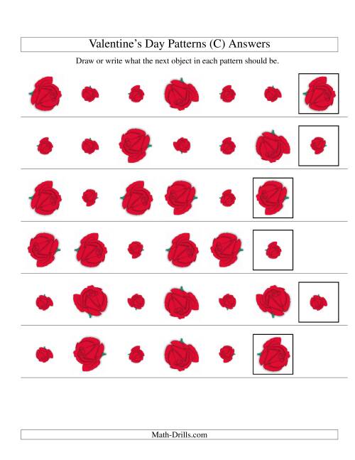 The Two-Attribute Patterns (Size and Rotation) Featuring Roses (C) Math Worksheet Page 2