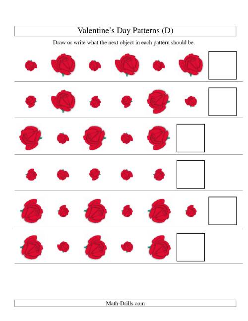 The Two-Attribute Patterns (Size and Rotation) Featuring Roses (D) Math Worksheet