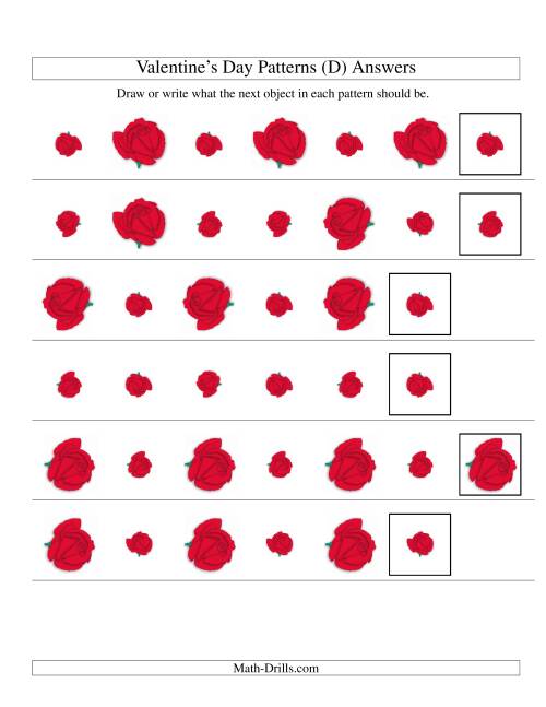 The Two-Attribute Patterns (Size and Rotation) Featuring Roses (D) Math Worksheet Page 2
