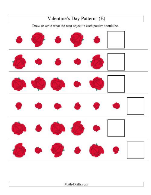 The Two-Attribute Patterns (Size and Rotation) Featuring Roses (E) Math Worksheet
