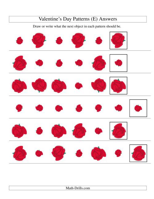 The Two-Attribute Patterns (Size and Rotation) Featuring Roses (E) Math Worksheet Page 2