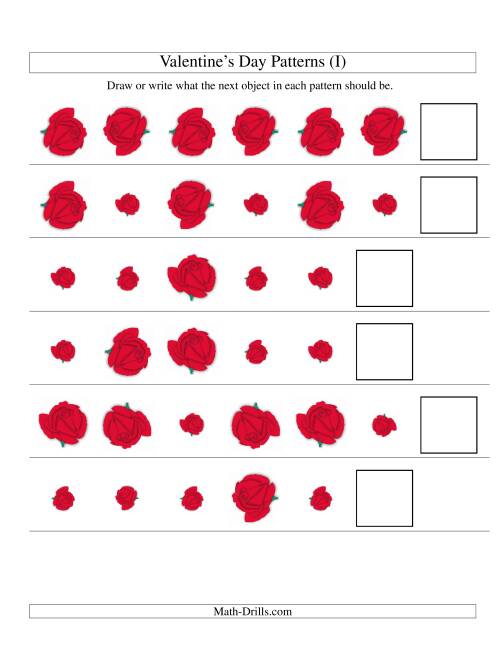 The Two-Attribute Patterns (Size and Rotation) Featuring Roses (I) Math Worksheet
