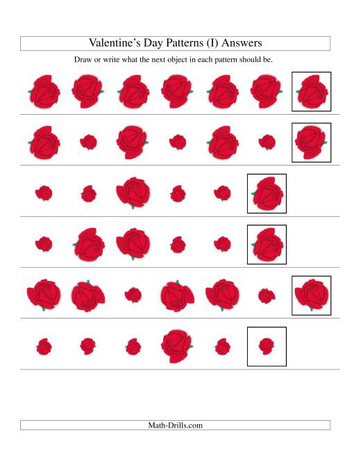 The Two-Attribute Patterns (Size and Rotation) Featuring Roses (I) Math Worksheet Page 2