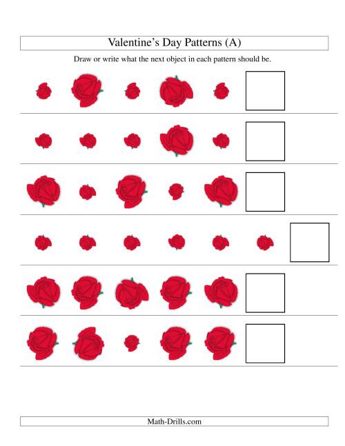 The Two-Attribute Patterns (Size and Rotation) Featuring Roses (All) Math Worksheet