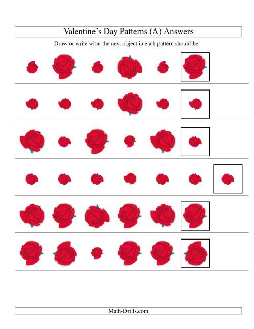 The Two-Attribute Patterns (Size and Rotation) Featuring Roses (All) Math Worksheet Page 2