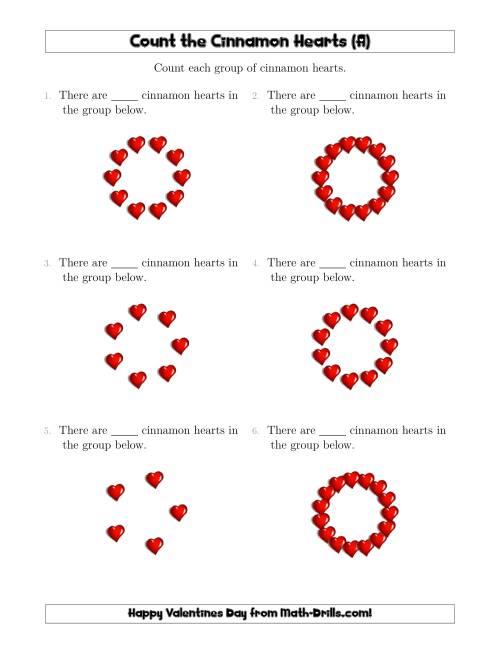 The Counting Cinnamon Hearts in Circular Arrangements (A) Math Worksheet