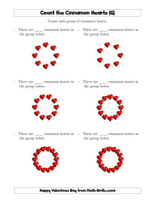 The Counting Cinnamon Hearts in Circular Arrangements (G) Math Worksheet
