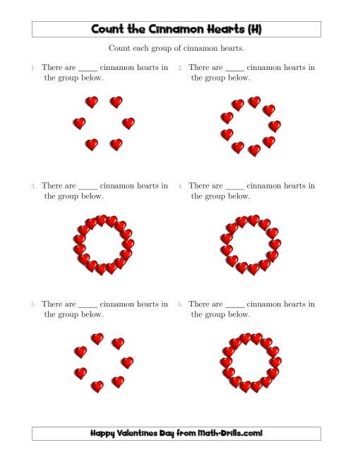 The Counting Cinnamon Hearts in Circular Arrangements (H) Math Worksheet