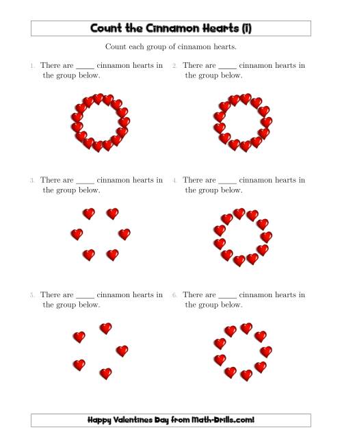 The Counting Cinnamon Hearts in Circular Arrangements (I) Math Worksheet