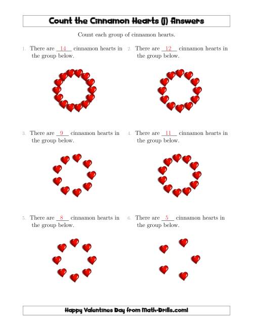 The Counting Cinnamon Hearts in Circular Arrangements (J) Math Worksheet Page 2