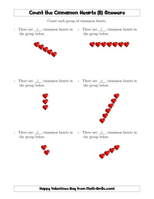 The Counting Cinnamon Hearts in Linear Arrangements (B) Math Worksheet Page 2