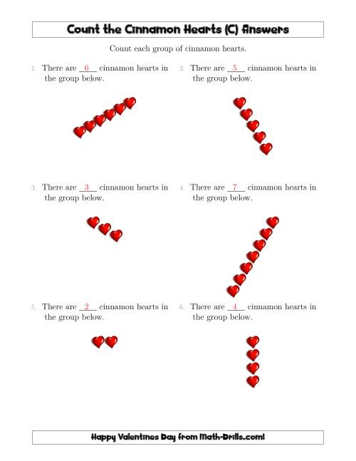 The Counting Cinnamon Hearts in Linear Arrangements (C) Math Worksheet Page 2