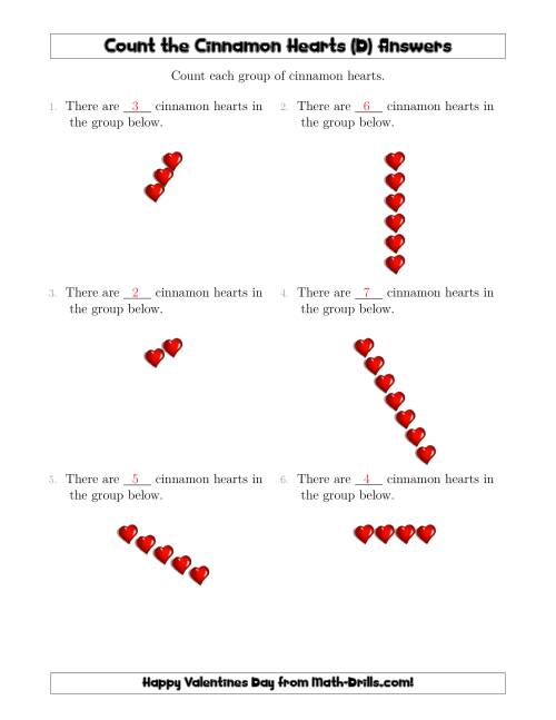 The Counting Cinnamon Hearts in Linear Arrangements (D) Math Worksheet Page 2