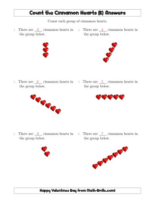 The Counting Cinnamon Hearts in Linear Arrangements (E) Math Worksheet Page 2