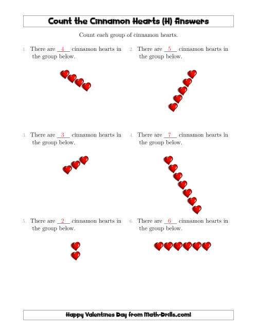 The Counting Cinnamon Hearts in Linear Arrangements (H) Math Worksheet Page 2