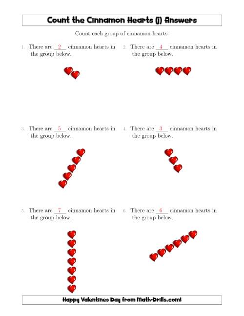 The Counting Cinnamon Hearts in Linear Arrangements (J) Math Worksheet Page 2