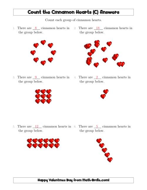 The Counting Cinnamon Hearts in Various Arrangements (C) Math Worksheet Page 2