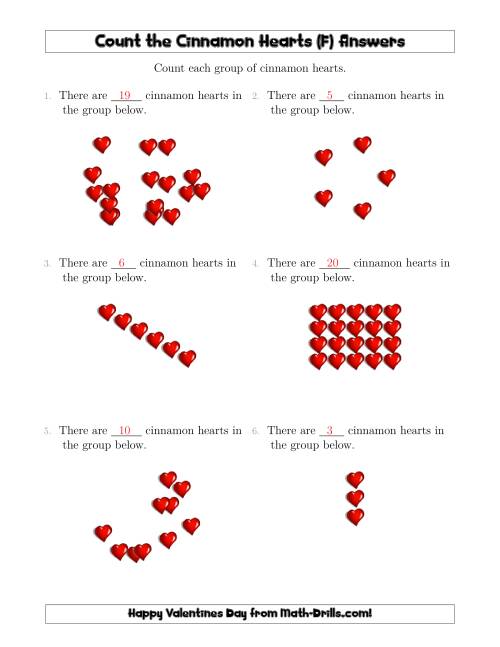 The Counting Cinnamon Hearts in Various Arrangements (F) Math Worksheet Page 2