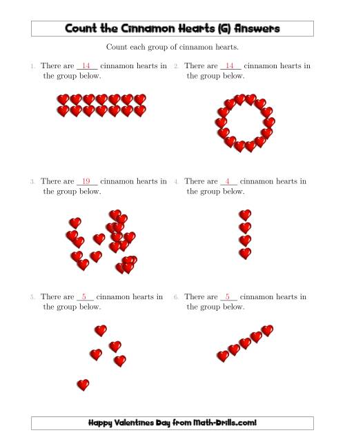 The Counting Cinnamon Hearts in Various Arrangements (G) Math Worksheet Page 2